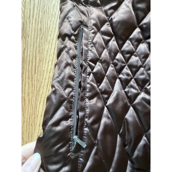 Lands End Women’s Satin Goose Down Vest Size Small Quilted Full‎ Zip Rich Brown - Picture 4 of 7